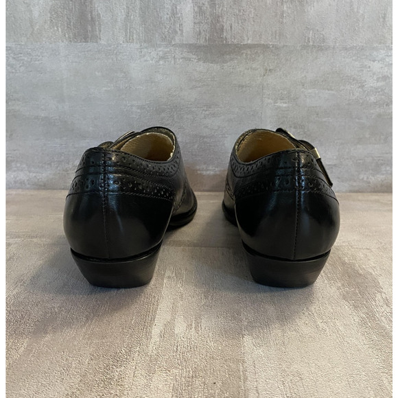 Vintage Nine West Ankle Boots Womens 6 Black Leather Buckle Pointed Toe - Picture 11 of 15